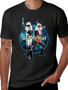 San #   Camiseta Ku Kai, Ropa Hippie Vintage, Camiseta con Estampado Gráfico, Nueva Camiseta de Hombre con Estampado de Frutas, Diseño Clásico, Camiseta de Manga Corta, Camiseta de Cuello Redondo, Para Entusiastas del Vintage, Estilo Masculino, Regalo, Camiseta Coleccionable - Negro - Ver 1