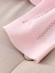 GIGOGOU Áo khoác cardigan dệt kim nhẹ cho nữ size lớn XL-4XL, tay dài thoáng khí phong cách thường ngày, màu hồng, mùa xuân/hè - Hồng - Xem 5
