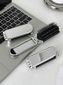 1pc Glossy Electroplated Gradient Blue & Purple Color Hair Comb With Foldable Design & Built-In Small Mirror, Compact & Portable, Hair Brush, Comb, Hair Tools, Hair Products And Accessories For Barber Salon Beauty Travel Essentials,Back To School,Travel Holiday Essentials,Hair Accessories For Women,Brush,Hair Brushes,Edge Brush,Brush Hair,Hair Comb,Comb Hair,Detangling Brush,Ball Brush,Mini Hair Brush,Hair Brush Set,Wooden Comb, Comb, Slick Back Brush, Hairbrush, Edge Brush, Brush Hair, Hair Comb, Hair Brush Set, Comb Hair, Mini Hair Brush, Detangling Brush,Hair Products, Hair Tools, Hair Stuff, Hair Care, Curly Hair Brush, Barber, Barber Accessories, Hairdressing Equipment,Small Comb,Mini Hairbrush,Travel Essentials,Travel Essential,Hairstyle,Hairdressing - A - View 1
