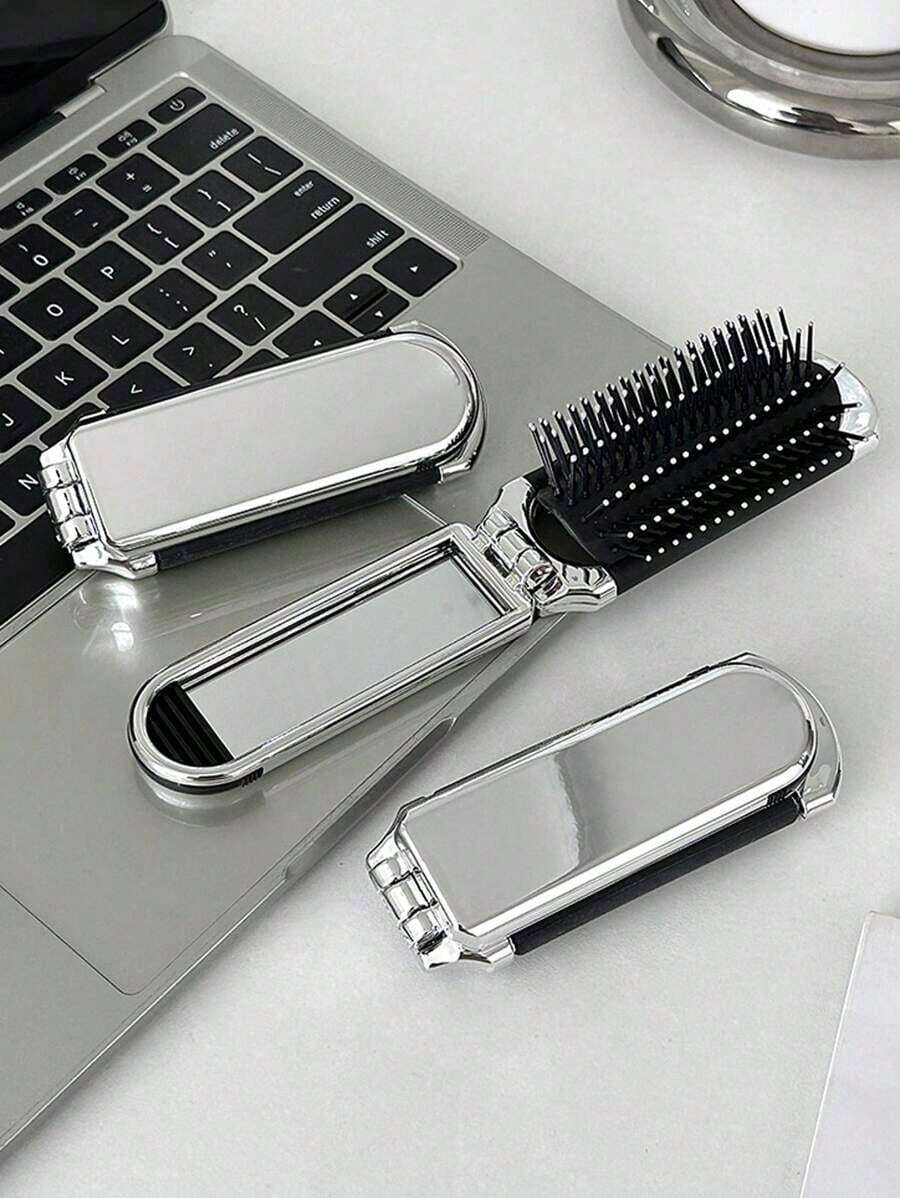 1pc Glossy Electroplated Gradient Blue & Purple Color Hair Comb With Foldable Design & Built-In Small Mirror, Compact & Portable, Hair Brush, Comb, Hair Tools, Hair Products And Accessories For Barber Salon Beauty Travel Essentials,Back To School,Travel Holiday Essentials,Hair Accessories For Women,Brush,Hair Brushes,Edge Brush,Brush Hair,Hair Comb,Comb Hair,Detangling Brush,Ball Brush,Mini Hair Brush,Hair Brush Set,Wooden Comb, Comb, Slick Back Brush, Hairbrush, Edge Brush, Brush Hair, Hair Comb, Hair Brush Set, Comb Hair, Mini Hair Brush, Detangling Brush,Hair Products, Hair Tools, Hair Stuff, Hair Care, Curly Hair Brush, Barber, Barber Accessories, Hairdressing Equipment,Small Comb,Mini Hairbrush,Travel Essentials,Travel Essential,Hairstyle,Hairdressing - A - View 1