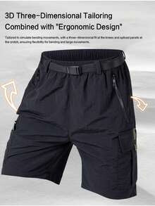 Men's Outdoor Cargo Shorts - Waterproof Quick Dry Cooling Breathable, Dual Zipper Pockets With Free Belt For Hiking,Men's Waterproof Cargo Shorts,Men's Cargo Shorts With Belt,Men's Hiking Shorts,Mens Clothes,Shorts For Men - 森林綠 - 查看 7