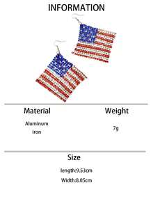 1 Pair Retro Creative Red White Blue Net Fabric USA Flag Design Dangle Earrings For Women, Suitable For 4th Of July Party, Gift-Giving, Everyday Wear Valentine's Day Gifts For Wife, Girlfriend, And Mother, As Well As Holiday Gifts And Couple Jewelry FYWW - 耳環 - 查看 7