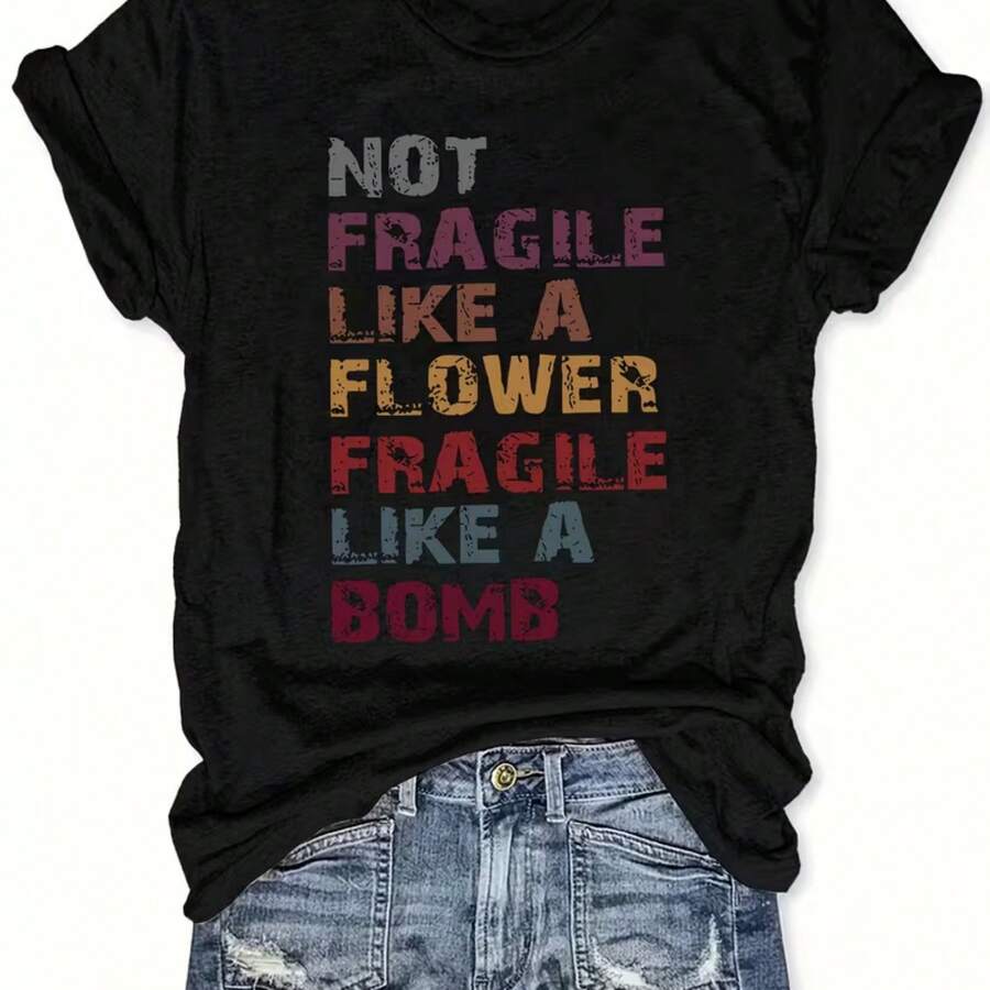 Printed T-Shirt For Men And Women - 黑色 - 查看 1