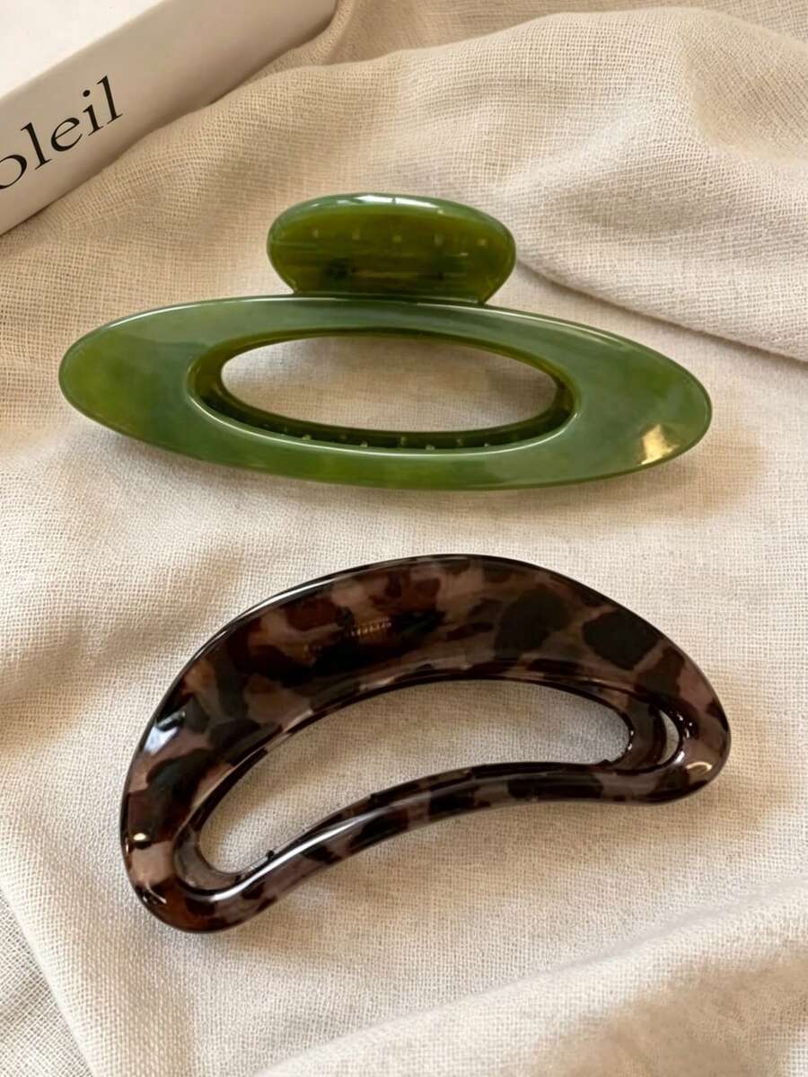 2 cái/1 cái kẹp tóc nữ 11.6cm/4.57in hình trăng khuyết oval màu xanh vân đồi mồi, chất liệu nhựa PC, size lớn, kẹp tóc kẹp càng cua nhựa nhẹ, phụ kiện tóc cao cấp cho cặp đôi, phù hợp đi chơi hàng ngày, tiệc thường nhật, đi làm, đi biển, nghỉ dưỡng, buộc tóc đuôi ngựa, búi tóc, búi cao, rửa mặt, tắm, trang điểm, phối đồ, phụ kiện đội đầu - Nhiều màu - Xem 1