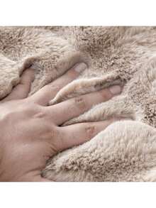 1pc Faux Rabbit Fur Sofa Cover, Warm & Thick Plush Pet-Friendly Anti-Slip Sofa Protector For Bedroom, Office, Living Room Furniture, Home Decor, Winter - Khaki - View 6