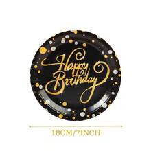 7/9 英寸生日快乐白色和黄色波点花卉一次性纸盘，生日快乐一次性派对餐盘，派对装饰，一次性派对用品，生日派对，礼物派对，庆典一次性餐具 - 白黃點生日快樂 - 查看 3