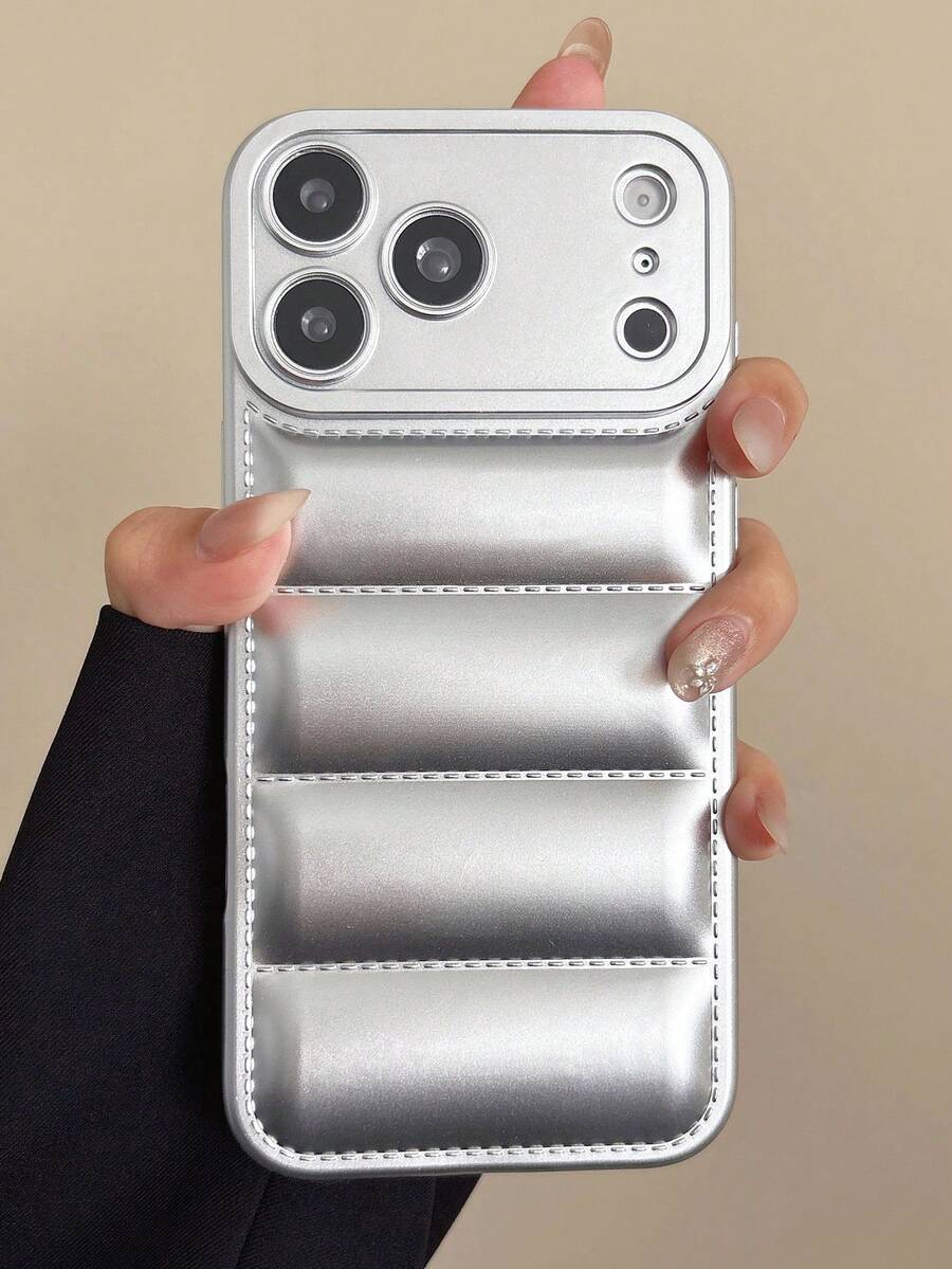 1pc New Spray Oil Silicone Phone Case Suitable For IPhone 11-17 Pro Max - Silver - View 1