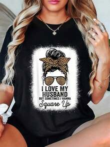 100% Algodón Me Amo a Mi Esposo Pero a veces quiero darle una lecada Camiseta de Broma Divertida Playeras de mujer - Negro - Ver 5