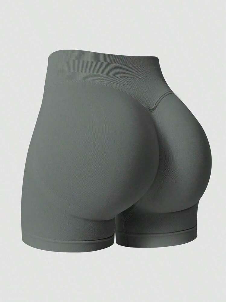 Women's Black Summer Athletic Shorts With Seamless Lift And Shaping - 深灰色 - 查看 1