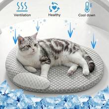 1个装冰珠海绵猫窝，透气矫形宠物狗垫，防滑可水洗凉爽猫垫，适合小型/中型/大型猫咪，夏季适用 - 灰色 - 查看 1