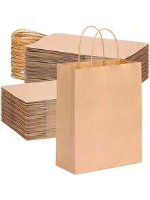 1/25/50 túi giấy Kraft tự nhiên, bền chắc, thích hợp để làm bánh, đựng trà sữa, cà phê, làm quà tặng, quà lưu niệm tiệc tùng, v.v. - Nhiều màu - Xem 2