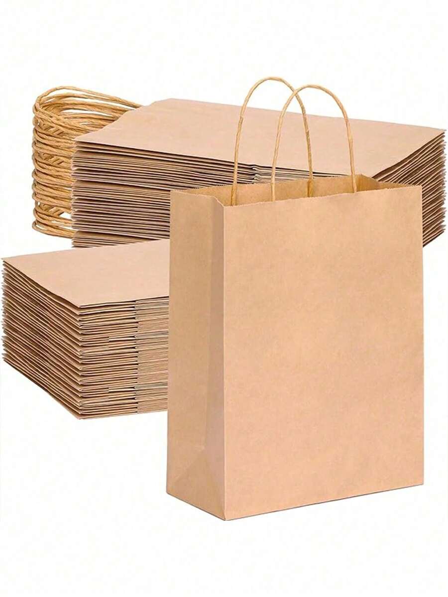 1/25/50 túi giấy Kraft tự nhiên, bền chắc, thích hợp để làm bánh, đựng trà sữa, cà phê, làm quà tặng, quà lưu niệm tiệc tùng, v.v.