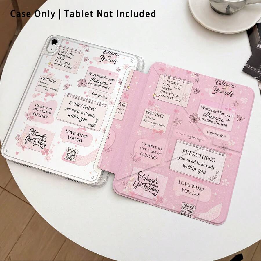 Butterfly Pattern Painted Acrylic Crystal Tablet Protective Case With Stand, Compatible With Honor/Apple/ And Other Popular Tablet Models, Foldable Anti-Bend, Silicone Reinforced Corners, Auto Wake/Sleep Function, Built-In Pen Slot, Multi-Angle Foldable Stand - Perfect Daily Protection, Great Holiday Gift - Style 2 - View 1