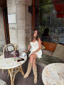 Women's Summer Solid Color Woven Tassel Hem Knit Camisole Dress White - White - View 6