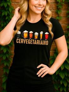 Funny Vegetarian Beer And Diet T-Shirt 100% Premium Cotton Unisex Casual Streetwear Shirt For Men And Women - Immediate Shipping - 黑色 - 查看 4