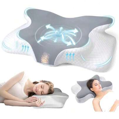 Cooling Neck Support Pillow, Adjustable Cervical Pillow For Comfortable Sleep, Odorless Ergonomic Memory Foam Pillow Suitable For Side, Back And Stomach Sleeping