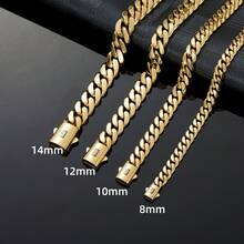 Black "S" Clasp 14K Gold-Plated Cuban Link Bracelet - Chunky Gold Hip Hop Chain For Men - Punk Stainless Steel Street Style - 12MM - View 4