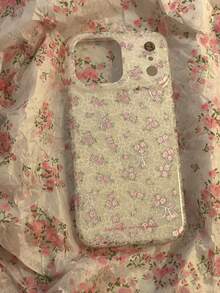 Funda de teléfono estilo coreano con delicado encaje floral para iPhone 17 Pro Max, 16 Pro, 15 Pro, 14 Pro Max, diseño femenino con cobertura completa y protección - Rosa - Ver 2