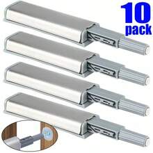 10/1pack Magnetic Push Latches Stainless Steel Push To Open Touch Damper Buffers for Cabinets Closet Door Catch Closer Hardware - Paquete de 10 - Ver 2