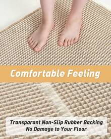 Waffle Bath Mat, Absorbent Non Slip Bathroom Rug With Tassels, Rubber Backed Floor Mat, Machine Washable Decorative Mat For Bathroom, 17" X 24", Brown - Nâu & Kem - Xem 3