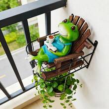 Resin Rocking Chair Frog Reading Figurine, Outdoor Garden Pond Decor, Cute Desktop Micro Landscape Ornament - A - View 11