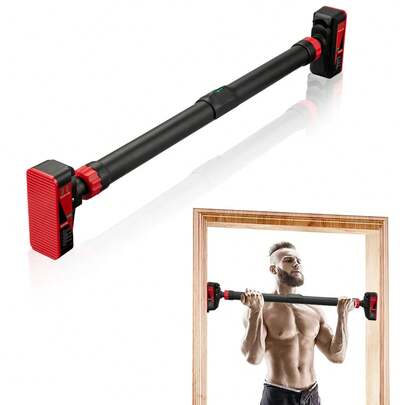 Strength Training Pull-Up Bars With Level Gauge 69-92cm Adjustable Width 200kg Max Load Capacity Chin Up Bar For Doorway