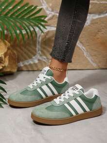 Zapatillas de deporte casuales de estilo retro para mujer, modelo 2025, zapatos vulcanizados de moda para estudiantes - Verde - Ver 2