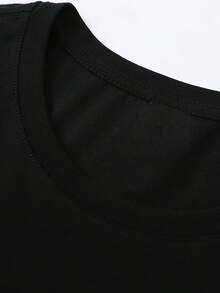 Camiseta de Hombre con Estampado de Moda, Top Casual Cómodo de Verano, Camisa de Manga Corta Adecuada para Actividades Diarias - Negro - Ver 5