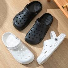 Sandalias transpirables y sin cordones para hombres, con suela blanda antideslizante, sandalias casuales para la playa en verano - Negro - Ver 4