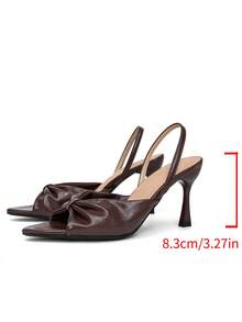 Giày sandal cao gót hở mũi xếp ly thanh lịch mới màu nâu dành cho nữ - màu nâu - Xem 9
