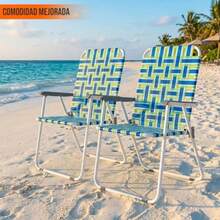 Timotech Set de 2 Sillas Plegables para Exterior de Malla Transpirable Sillas Portátiles para Playa y Jardín con Respaldo Alto Estructura de Metal Reforzada para Camping y Patio - Multicolor - Ver 3