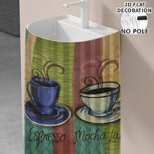 1pc, Home Decor, Coffee Pattern Printed Table Skirt, Kitchen Small Curtain, Kitchen Cabinet Cover, With Curtain Holes, Easy To Hang, Rectangular, Machine Woven, Machine Washable, Kitchen Decoration And Accessories, Perfect For Kitchen Cabinets And Home Decor - Multicolor - View 7