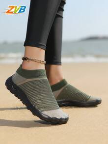 ZVB Pantofi de plajă pentru femei, pantofi de apă, pantofi de antrenament desculți, design ușor antiderapant, potriviți pentru antrenament de fitness, surfing pe plajă, înot, piscină, drumeții în aer liber - Verde Armată - Vizualizare 9