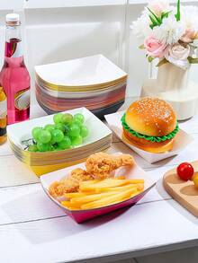 20/10/PCS/Colorful 2lb Paper Food Trays/Boat Trays, Paper Food Containers, Edible Packaging Boxes, For Corn Chips, Hot Dogs, Snacks... - Multi-color [Small Size] - View 4