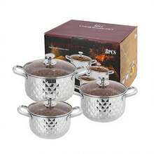 6pcs Luxury Diamond-Shaped Stainless Steel Cookware Set, For Daily Use - Multicolor - View 8