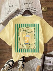 Jesus Lemonade T-Shirt, But My Jesus Is Making Lemonade, Women's Graphic Tee, Casual Round Neck Short Sleeve Summer T-Shirt - 淡黃色 - 查看 3