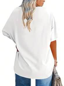 Fox Butterfly - Women's Plus Size Fashion Casual T-Shirt With Elegant And Simple Print, Round Neck, Short Sleeve And Comfortable - A Very Distinctive Printed T-Shirt / Unisex Style / Suitable For Both Men And Women / Wrinkle Resistant / Breathable - 白色 - 查看 2