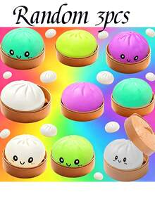 Bộ 3/6/9 món đồ chơi bóp hình bánh bao, đồ chơi bóp bóng giảm căng thẳng hình bánh bao vui nhộn, đồ chơi hấp thức ăn thủ công giúp giảm áp lực (Ngẫu nhiên) - Nhiều màu - Xem 11