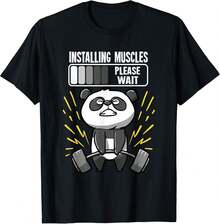 Camiseta unisex divertida con estampado de panda musculoso para hombre y mujer. - Negro - Ver 6