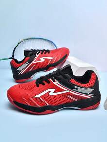1 Pair Unisex Sports Casual Shoes, Badminton Shoes, Low-Top Tennis Shoes, Breathable Mesh, Comfortable Professional Table Tennis Shoes, Shock-Absorbing & Supportive, Suitable For Pickleball, Outdoor Sports - Red - View 6