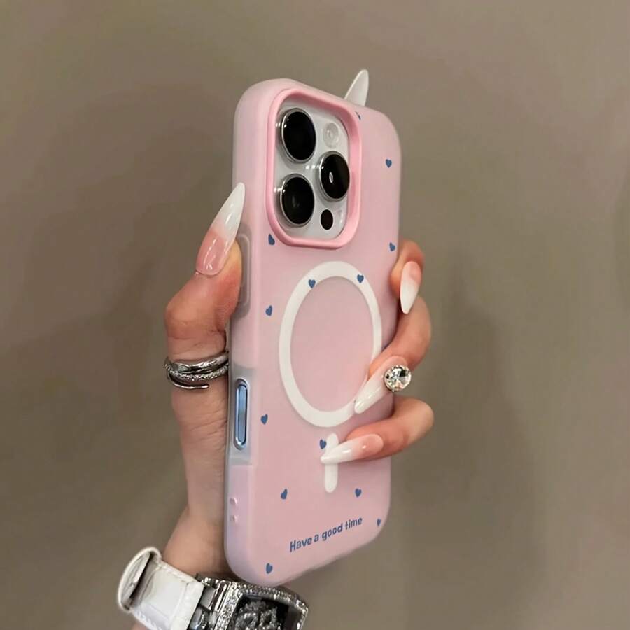 Ships Within 24 Hours From Mexico, Compatible With Apple, , And Other Phone Models. Compatible With Various Phone Brands, Including 17, 16, 15, 14, 13, 12, 11, X, Plus, Pro, And Pro Max. Phone Case - A Screen Full Of Green Hearts, A Minimalist Macaron-Colored Jelly-Like Case, Two-In-One, With Magnetic Wireless Charging, Suitable For Halloween, New Year's Gifts, Christmas Gifts, And Easter Gifts. - 粉色 - 查看 1