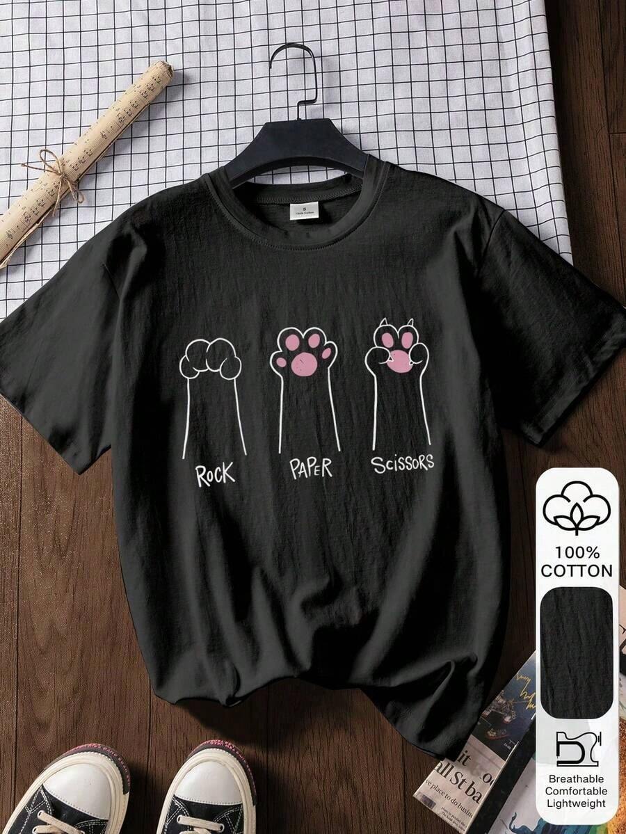 1pac 180g Graphic T-Shirt 100% Cotton Crew Neck Short Sleeve, Y2K Women's T-Shirt, Vintage Streetwear, Plus Size Graphic Tee. - 黑色 - 查看 1