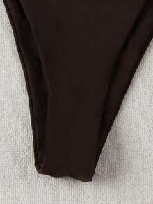 Polovedo Official New Arrival Solid Bikini Swimsuit, Beach Holiday Party Date Vacation Summer - Brown - View 7