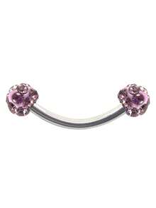 1/5pcs Full Rhinestone Ball Eyebrow Ring, Stainless Steel Round Ball Multi-Color Eyebrow Stud, Unisex Eyebrow Jewelry - Diamond Ball Model - View 5