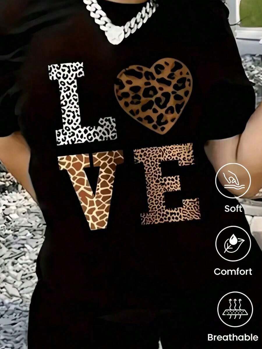 Playera Para Mujer Camiseta De Cuello Redondo Y Mangas Cortas De Ropa Fashion, Fabricada En MéXico, Para La Temporada Primavera-Verano 2025.Con Estampado De Dibujos Animados, Es Un Modelo De Pareja, Apta Para Usar Tanto Por Dentro Como Por Fuera, Ideal Para Oficina Y Estilo Casual, DiseñAda Para Hombres Y Mujeres, En Unidad Individual. - Negro - Ver 1