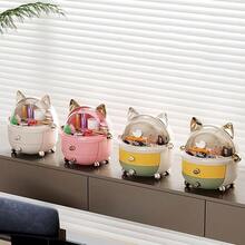 Multi-Layer Drawer Style Cute Cat Desktop Stationery & Cosmetic Storage Box, Suitable For Dorm, Office, Kids - Multicolor - View 2