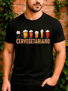 Funny Vegetarian Beer And Diet T-Shirt 100% Premium Cotton Unisex Casual Streetwear Shirt For Men And Women - Immediate Shipping - 黑色 - 查看 3