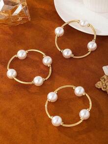 3pcs Vintage Chunky Gold/Silver/Pearl Bracelet Set, European And American Style, Suitable For Women's Beach, Dating, Fashion Shooting, Holiday Decoration, Charm Jewelry Gift - Nhiều màu - Xem 6
