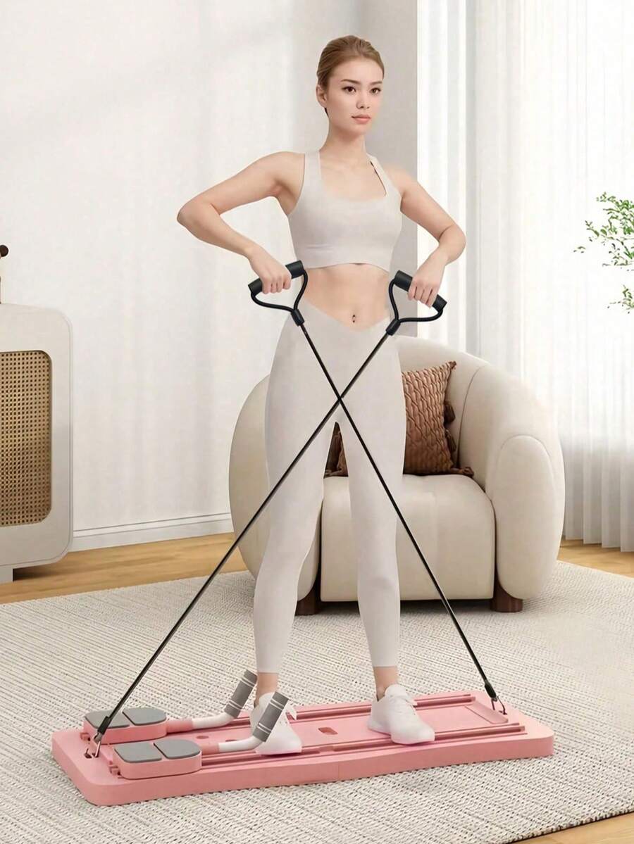 Pilates 滑動板 | 多功能折疊健身板,全身綜合訓練設備,居家盆底肌訓練器,滑雪模擬器,腿部纖瘦器,大腿內側鍛鍊器,附阻力帶,產後恢復健身設備,亦可用作俯臥撐訓練板 - 彩色 - 查看 1