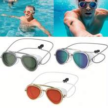 Anti-Fog Large Frame Swim Goggles, HD Wide View Comfort Swimming Glasses For Men Women, Durable Pool Beach Accessory - Sapphire Blue - View 8